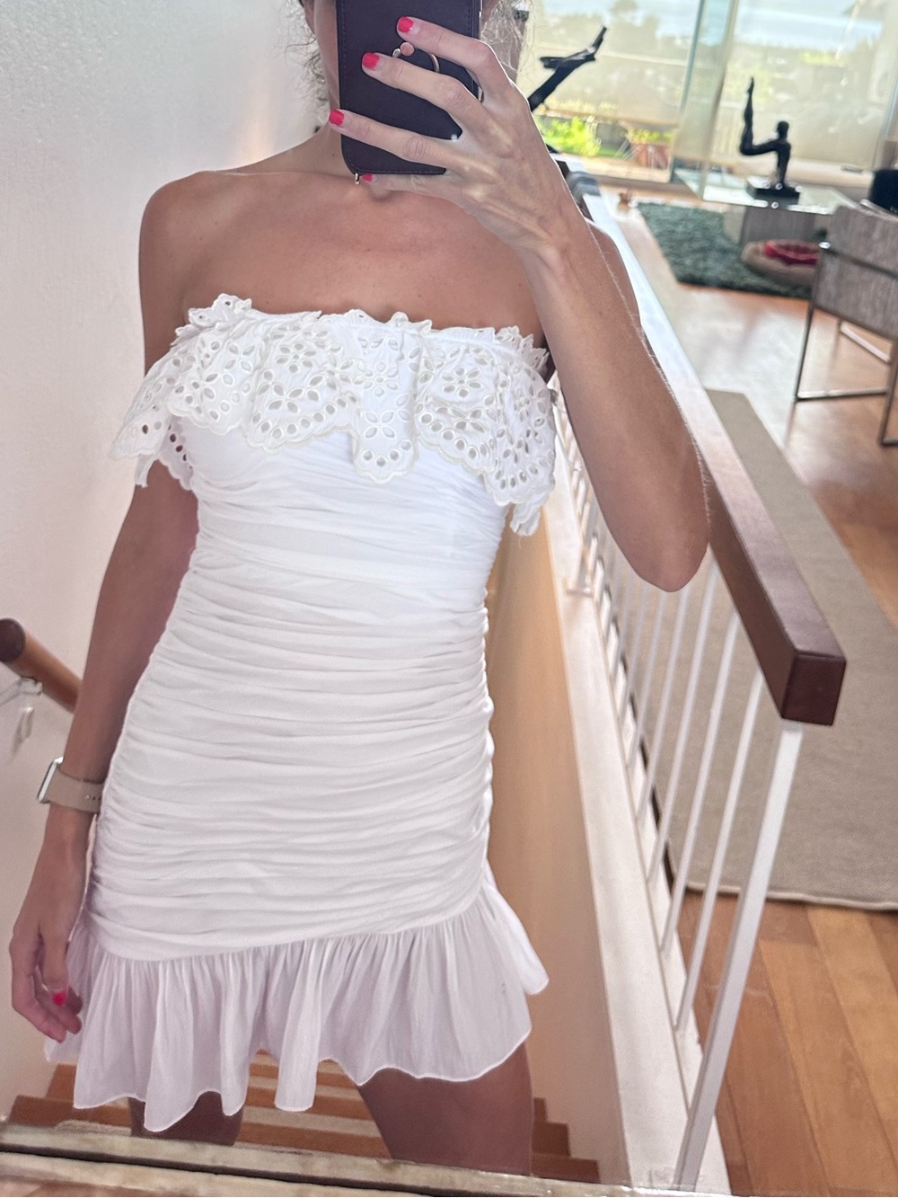 White dress with ruffles